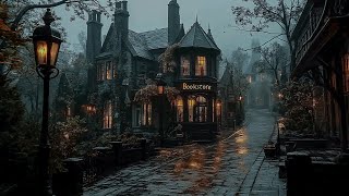 Dark Academia and Eerie Ambience  A Cozy Bookshop in the Gloom  Eerie Old Town Ambience with Rain [upl. by Eannyl]