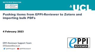 Pushing items from EPPIReviewer to Zotero and importing bulk PDFs [upl. by Eslud]