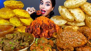 ASMR Eating Spicy Mutton CurryWhole Chicken CurryRiceLollipopPoori Big Bites ASMR Eating Mukbang [upl. by Burg680]