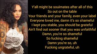 Kehlani – Valentines Day Shameful Lyrics [upl. by Orren119]