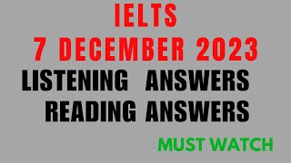 7 december 2023 IELTS Listening Answers  IELTS Reading ielts ieltsreading ieltslistening exam [upl. by Nassah]