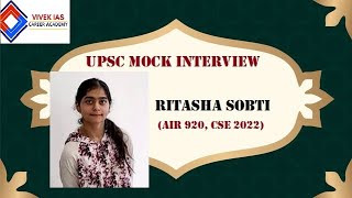 UPSC IAS Mock Interview Ritasha Sobti [upl. by Suzy]