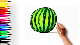 How to draw Watermelon  Drawing for Kids  KIDZ Class [upl. by Rimhsak51]