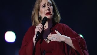 Adele and Bieber Get Emotional at BRITs [upl. by Ynattib]