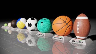 Sport balls size for different sports Comparison in 3D [upl. by Hamnet]