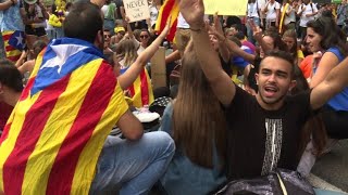 Tens of thousands protest police violence in Barcelona [upl. by Renny]