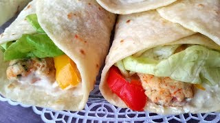 sandwich wrap poulet Fait maison ساندويش دجاج بالتورتيلا و الصلصة البيضاء [upl. by Nottarts]