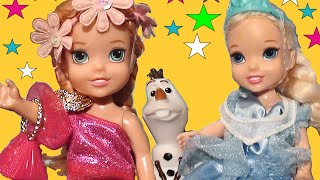 Anna and Elsa toddlers play dressups with Olaf at Ice Castle Ep8  Toys In Action [upl. by Pippas385]