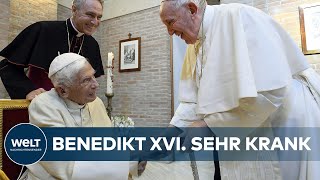 SORGE UM BENEDIKT XVI quotSehr krankquot  Papst Franziskus fordert zu Gebete für Vorgänger auf [upl. by Yluj]