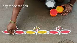 5 Easy daily border rangoli designsside muggulubeautifulnew trendingeasymaderangolicreations [upl. by Fiertz246]