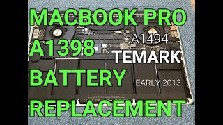 How to RemoveReplace a MacBook Pro Early 2013 A1398 A1494TEMARK Battery ReplacementReview [upl. by Gentilis]