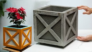 DIY Garden Planters  Making a planter from cement and wood is easy [upl. by Farant]