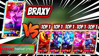 ¡BRAXY SOLO VS 5 TOP 1 SUPREMOS CHOU TOP 1 GLOBAL 979 WINRATE  MOBILE LEGENDS [upl. by Zzaj213]