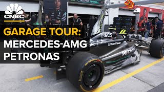 Take a tour of MercedesAMG PETRONAS F1 team’s garage with Toto Wolff [upl. by Dnomrej]