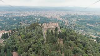 Florence Italy Convent San Francesco Nunnery on mountain Summer Stable Aerial View Point o [upl. by Joed]