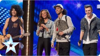 Luminites the now ex buskers sing Hurts So Good  Week 3 Auditions  Britains Got Talent 2013 [upl. by Lorin]