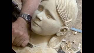 Wood carving Granddaughter quotJanequot [upl. by Esetal541]