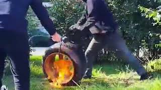 HOW NOT TO INFLATE A TIRE WITH FIRE [upl. by Nashner604]