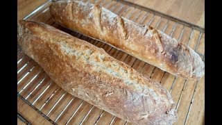 French Baguettes  No Knead Baguette Recipe No Mixer [upl. by Marney]