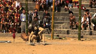 Konyak tribe demonstrates how they do head hunting [upl. by Eisset139]