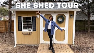 She Shed Tour  10’ x 12’ Shed Conversion into Sewing Space [upl. by Ynnaj113]