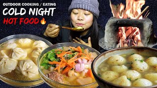 Outdoor Cooking amp Eating  Winter Special Hot Food  Eating Rildok Soup Momo Soup Noodle  Mukbang [upl. by Eli]