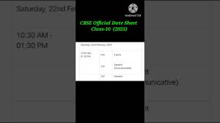 CBSE Official Date Sheet Class10 Session  2024  25 [upl. by Eltsirhc]