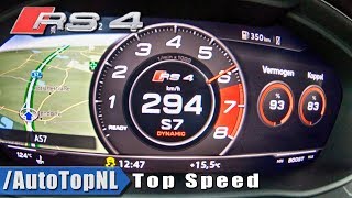 AUDI RS4 B9 29 V6 TURBO  ACCELERATION amp TOP SPEED 0294kmh LAUNCH CONTROL by AutoTopNL [upl. by Fan]