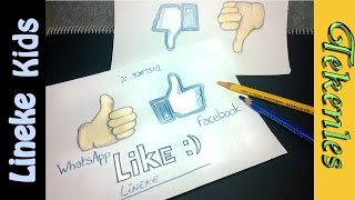 Teken duimpje omhoog  Emoji en facebook tekening D [upl. by Carlstrom]