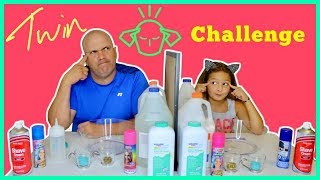 DAD VS DAUGHTER TWIN TELEPATHY SLIME CHALLENGE  SISTER FOREVER [upl. by Case]