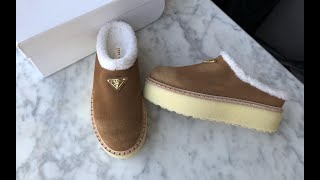 Prada Suede Shearling 50mm Mules Review [upl. by Aihtnis775]