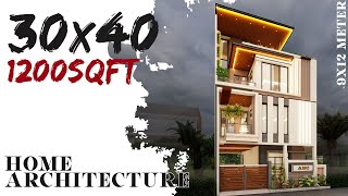 30X40 Feet 1200 sqft Luxurious Triplex House Design  9X12 Meter Villa  130 Gaj Plan  ID136 [upl. by Yrocaj243]