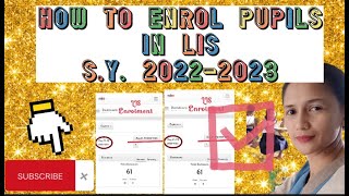 LIS EnrolmentSY 20222023How to enrol pupils in Learners Information SytemVery easy steps [upl. by Aneer]