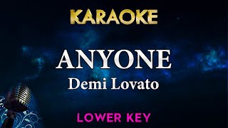 Demi Lovato  Anyone LOWER Key Karaoke Instrumental [upl. by Irvine]