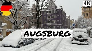 🇩🇪 AUGSBURG  BEETHOVENVIERTEL  A walking tour under intense snow fall [upl. by Einobe]