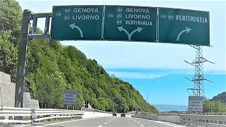 Autostrada A26 dal ponte di Mele GE alla deviazione Livorno  Ventimiglia  Motorway A26 Genova [upl. by Aehsat]