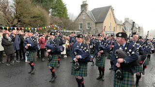 Scotland the Brave as Vale of Atholl Pipe Band march off during Pitlochry New Year 2024 Street Party [upl. by Anitnatsnoc]