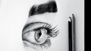 Realistic EYE Drawing Easy  KO‘Z Rasmini chizish [upl. by Ullman]