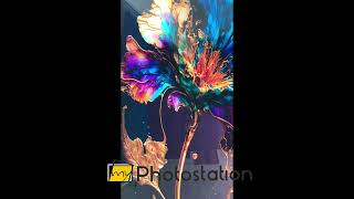 Gold amp Blue Abstract Flower Glass Wall Art [upl. by Ahsieken69]