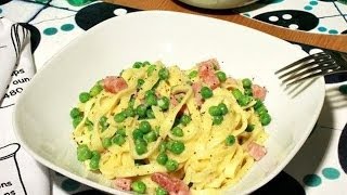 Pasta con chícharos espárragos y pancetta  Asparagus pasta with peas and bacon [upl. by Krys730]