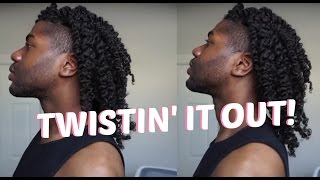 Mens NATURAL HAIR TWIST OUT  EcoStyler and Grape Seed Oil [upl. by Mayman]