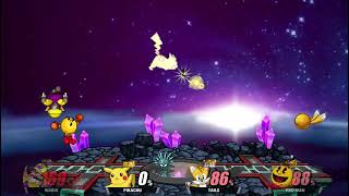 Batalha de SSF2 28 Wario vs Pikachu vs Tails vs PACMAN [upl. by Lagasse959]