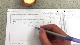 Maths GCSE Foundation Exam May 2023 Paper 1 Q19 sequences [upl. by Flessel80]