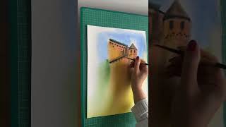 Drawing HoutKoeningsbourg castle watercolorpaintingdrawingvideospaintingabstractpaintingart [upl. by Corny]