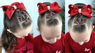 Penteado Infantil fácil com coque  Easy hairstyle with rubber band for girl  Coiffures simples [upl. by Carrick463]