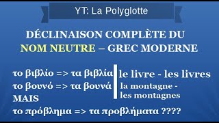 Déclinaison du Nom NEUTRE complet  Grec Moderne pour Débutants Tous les Cas [upl. by Packston]