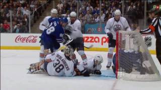 Wayne Primeau disallowed goal amp Dion Phaneuf roughs up Jeff Deslauriers HD [upl. by Einnaj52]