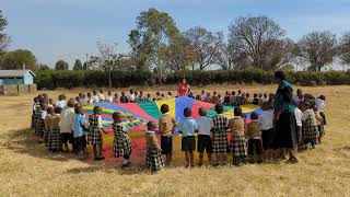 Playing parachute games with the Nursery and Reception children1 [upl. by Deyes]