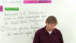 TextanalyseInhaltsanalyse Gesamtidee und Aufgabenstellung  Deutsch  Aufsatz [upl. by Claudian]