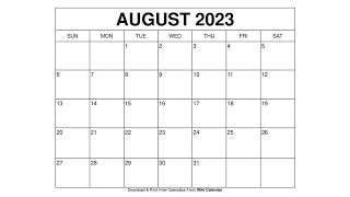 Free Printable August 2023 Calendar Templates With Holidays  Wiki Calendar [upl. by Eilsew]